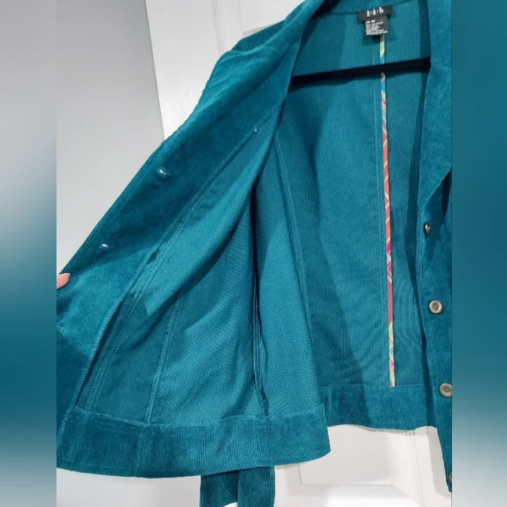 RQT Teal Blue Corduroy Double Lapel Lightweight Jacket in Size XL - Picture 9 of 11